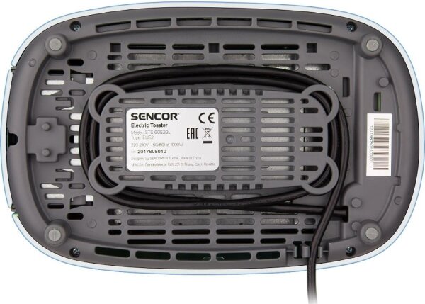Sencor - Topinkovač s dvěma otvory a rozpékačem 1000W/230V modrá