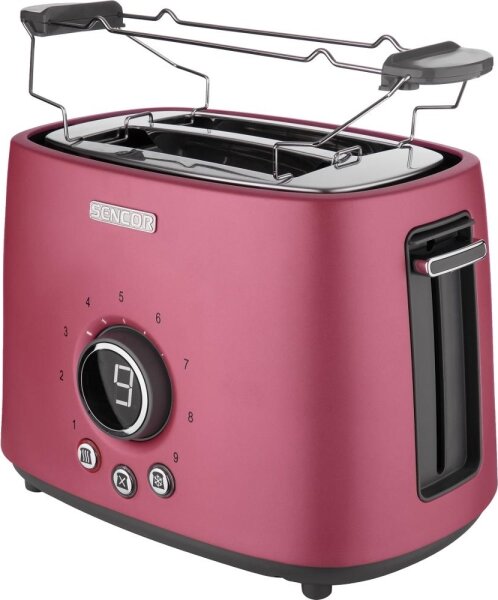 Sencor - Topinkovač s dvěma otvory a rozpékačem 1000W/230V růžová