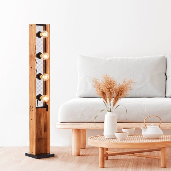 Brilliant - Stojací lampa CALANDRA 4xE27/42W/230V borovice