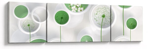 Obraz - Květy v kruzích (170x50 cm)