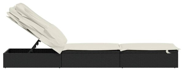 Lehátko se skládací střechou černé 213 x 63 x 97 cm polyratan 319638