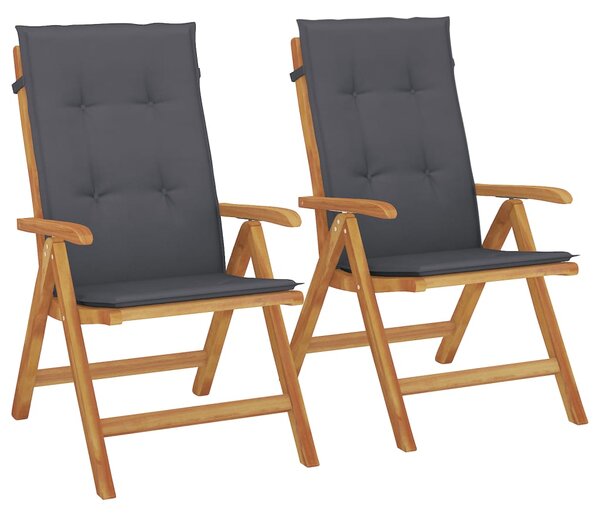 Skládací polohovací křesla s polštáři 2 ks, masivní teak 3196433