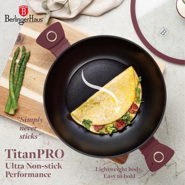 Pánev wok s poklicí a titanovým povrchem 30 cm Leonardo Collection