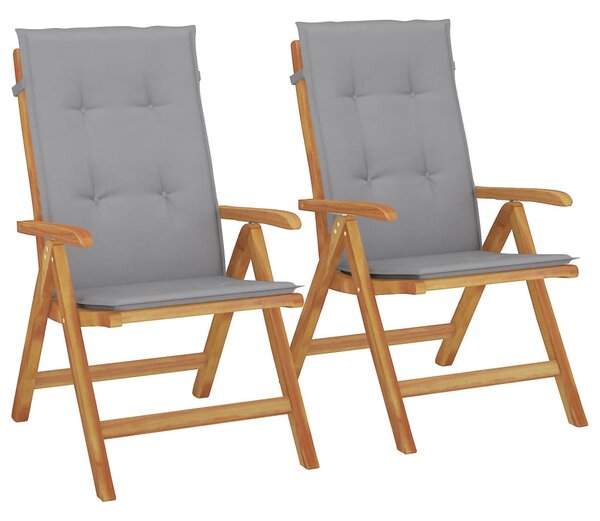 Skládací polohovací křesla s polštáři 2 ks, masivní teak 3196434