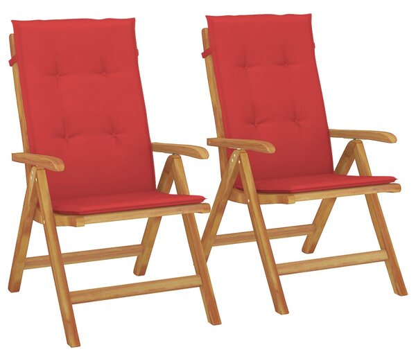 Skládací polohovací křesla s polštáři 2 ks, masivní teak 3196439