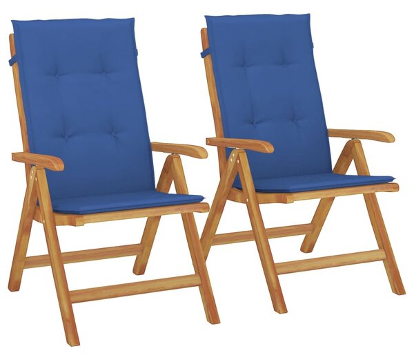 Skládací polohovací křesla s polštáři 2 ks, masivní teak 3196443