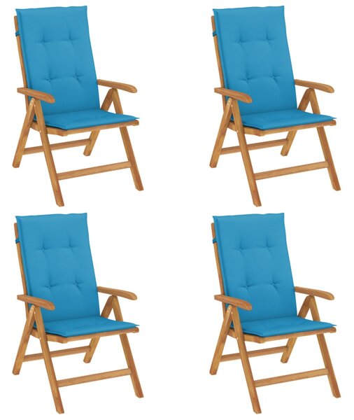 Skládací polohovací křesla s polštáři 4 ks, masivní teak 3196467