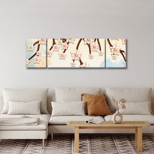 Obraz - Květy na větvích, barevné (170x50 cm)