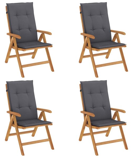Skládací polohovací křesla s polštáři 4 ks, masivní teak 3196463