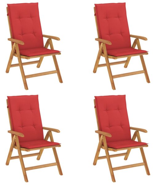 Skládací polohovací křesla s polštáři 4 ks, masivní teak 3196469