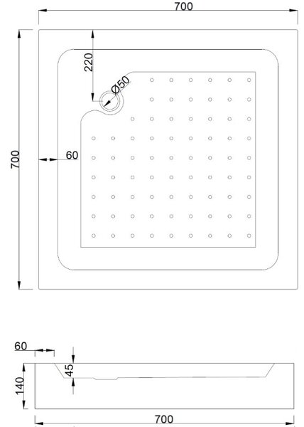 Mexen Rio čtvercová sprchová vanička 70 x 70 cm, bílá - 45107070