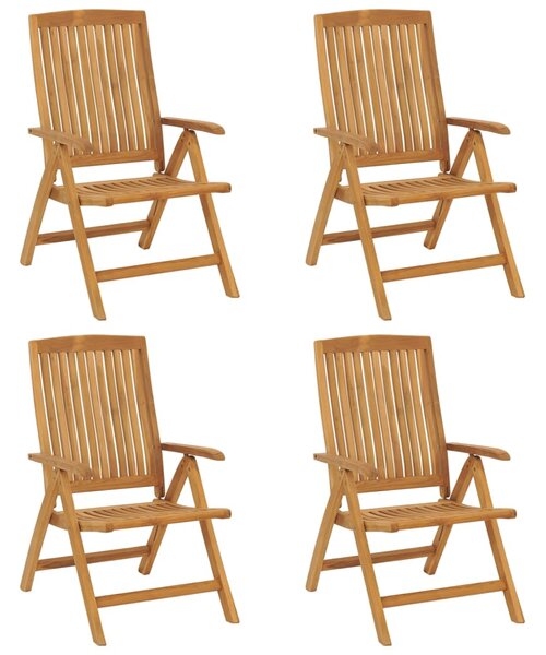 Skládací polohovací křesla s polštáři 4 ks, masivní teak 3196463