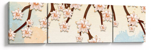 Obraz - Květy na větvích, barevné (170x50 cm)