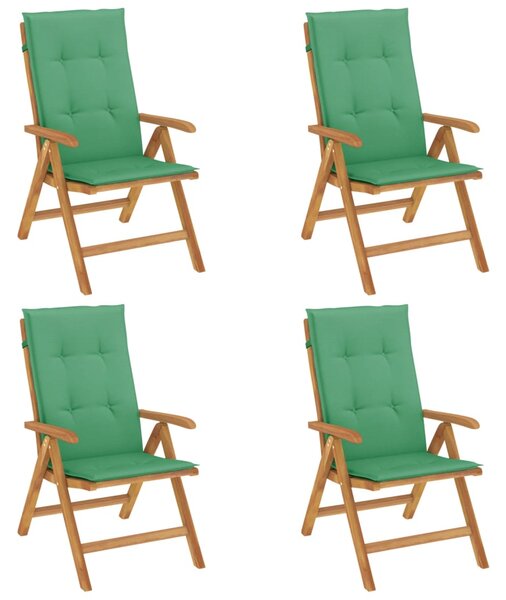 Skládací polohovací křesla s polštáři 4 ks, masivní teak 3196468