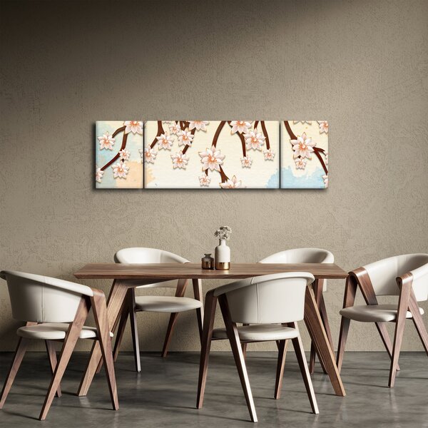 Obraz - Květy na větvích, barevné (170x50 cm)