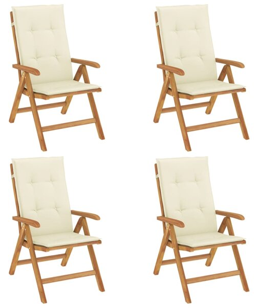 Skládací polohovací křesla s polštáři 4 ks, masivní teak 3196465