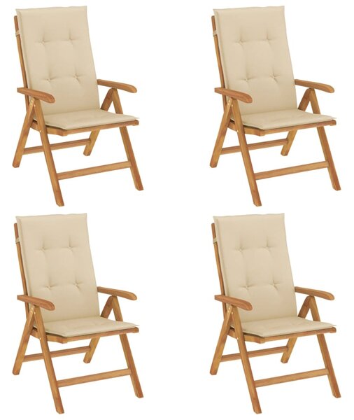 Skládací polohovací křesla s polštáři 4 ks, masivní teak 3196466