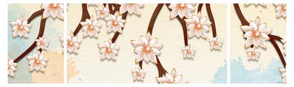 Obraz - Květy na větvích, barevné (170x50 cm)
