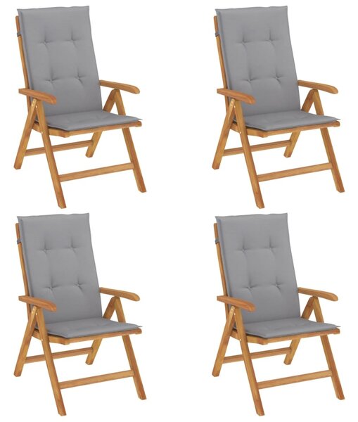 Skládací polohovací křesla s polštáři 4 ks, masivní teak 3196464