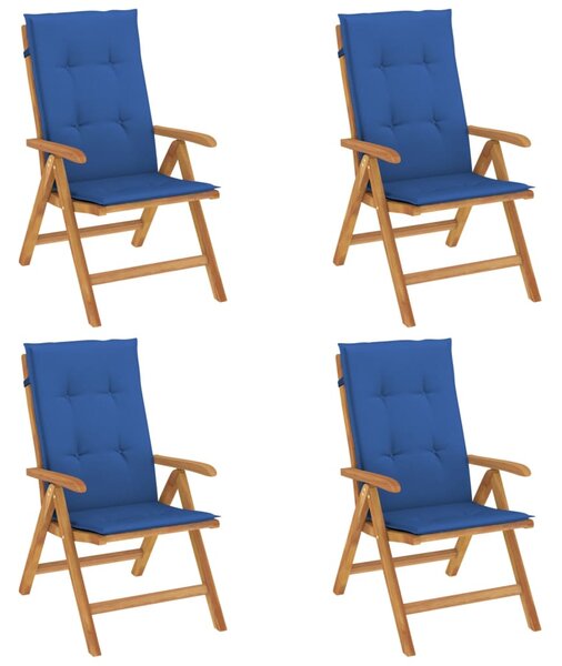Skládací polohovací křesla s polštáři 4 ks, masivní teak 3196473