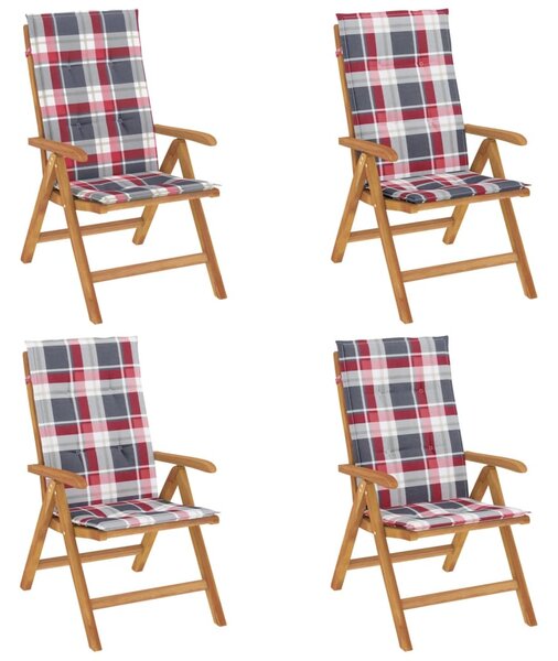 Skládací polohovací křesla s polštáři 4 ks, masivní teak 3196476