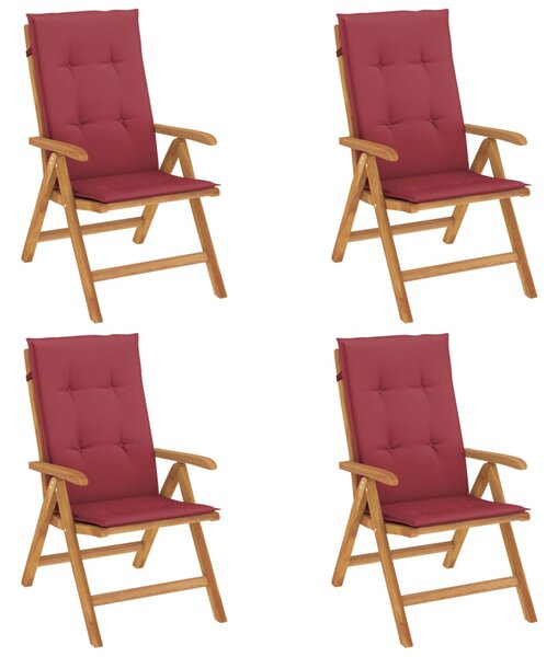 Skládací polohovací křesla s polštáři 4 ks, masivní teak 3196472