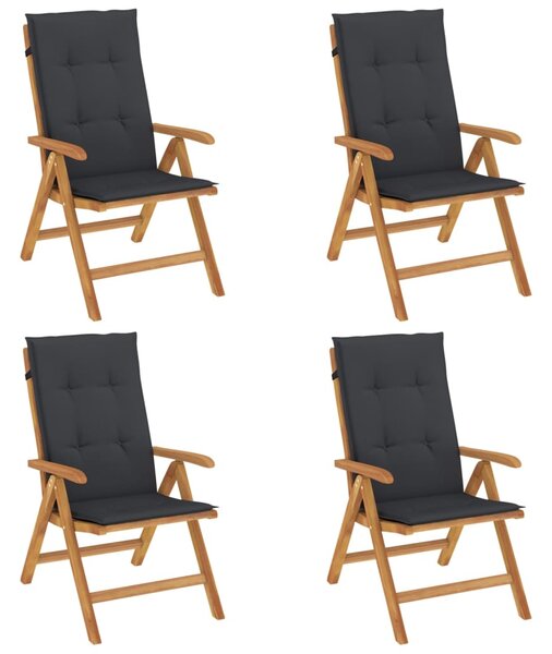 Skládací polohovací křesla s polštáři 4 ks, masivní teak 3196470