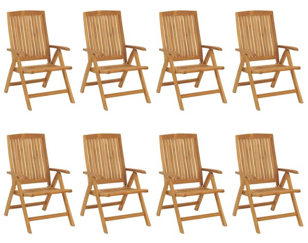 Skládací polohovací křesla s polštáři, 8 ks, masivní teak 3196523