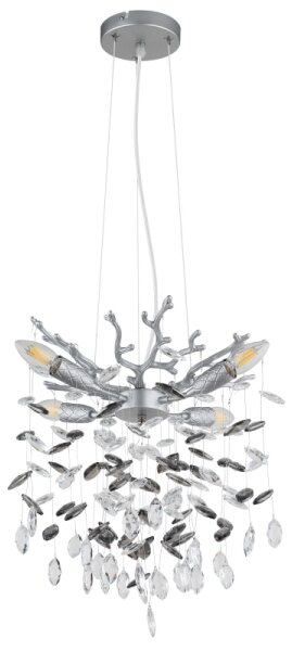 Globo 64138HS - Lustr na lanku QUEENA 4xE14/40W/230V stříbrná