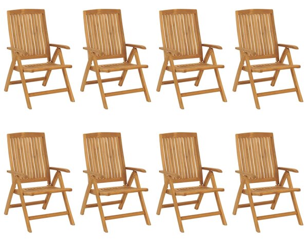Skládací polohovací křesla s polštáři, 8 ks, masivní teak 3196525