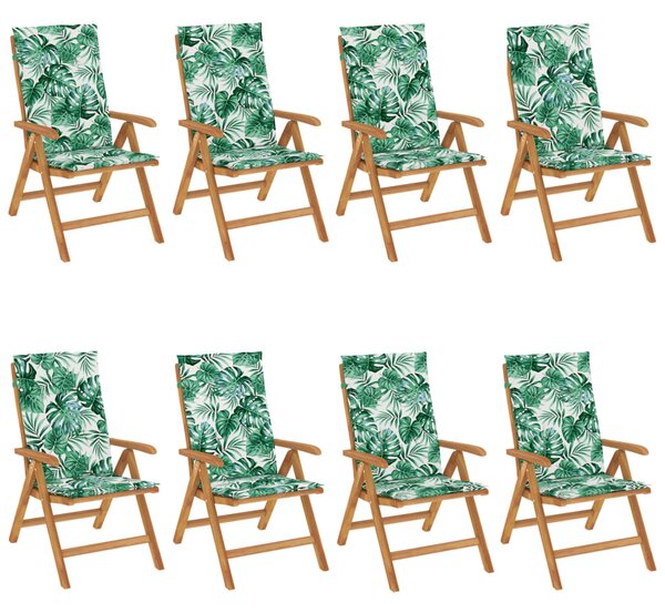 Skládací polohovací křesla s polštáři, 8 ks, masivní teak 3196535