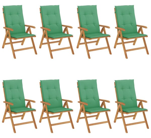 Skládací polohovací křesla s polštáři, 8 ks, masivní teak 3196528
