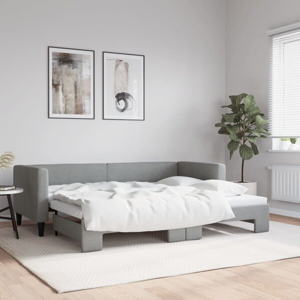 Válenda s přistýlkou světle šedá 80 x 200 cm textil 3196573