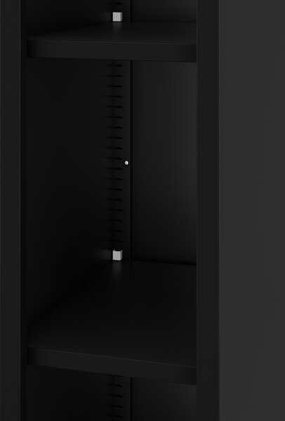 Úzký kovový regál, archivační na dokumenty černý: TIM 250 x 1950 x 600 mm