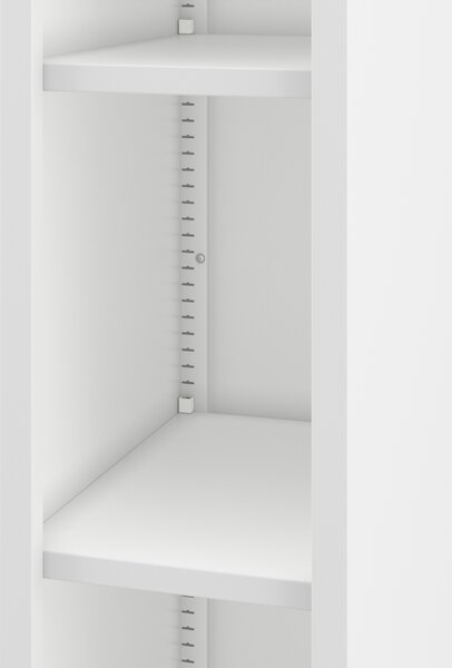 Úzký kovový regál, archivační na dokumenty bílý: TIM 250 x 1950 x 600 mm