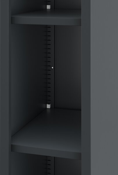 Úzký kovový regál, archivační na dokumenty antracitový: TIM 250 x 1950 x 600 mm