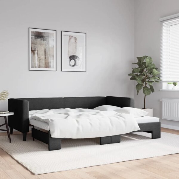 Válenda s přistýlkou černá 80 x 200 cm textil 3196575