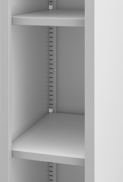 Úzký kovový regál, archivační na dokumenty šedý: TIM 250 x 1950 x 600 mm