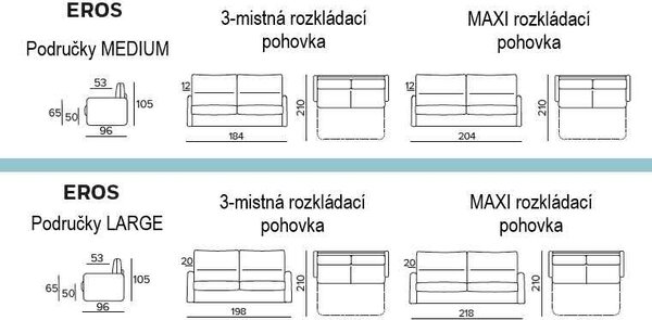 Rozkládací pohovka pro každodenní spaní EROS