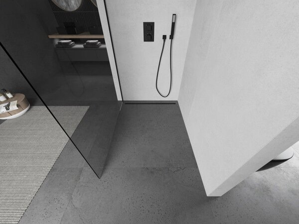 Mexen Kioto sprchová stěna Walk-in 50 x 200 cm, průhledná 8 mm, černá - 800-050-101-70-00