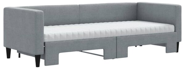 Válenda s přistýlkou a matracemi světle šedá 80 x 200 cm textil 3196591