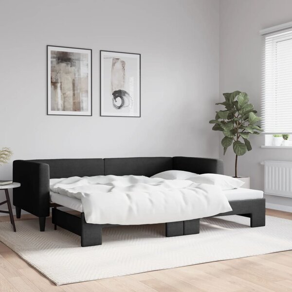 Válenda s přistýlkou černá 90 x 190 cm textil 3196590
