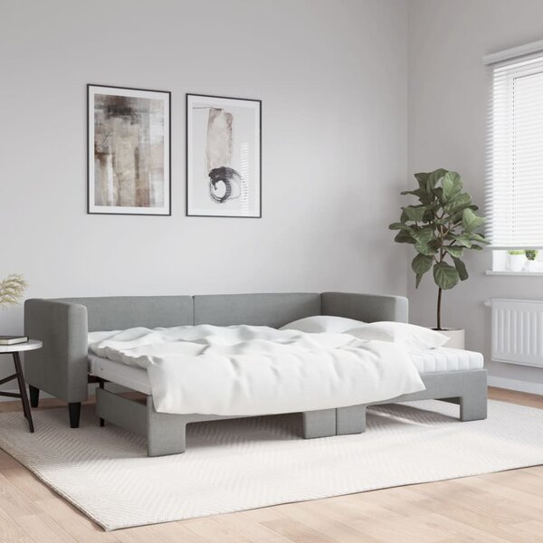 Válenda s přistýlkou a matracemi světle šedá 80 x 200 cm textil 3196591