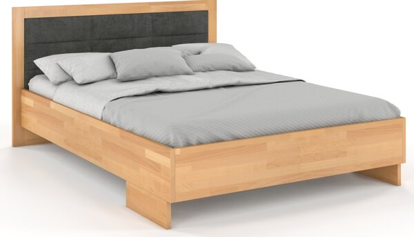 Buková postel s čalouněným čelem - Kalmar - zvýšená Čalounění postele: 2303, Odstín moření: Ořech, Rozměr: 140x200