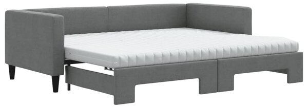 Válenda s přistýlkou a matracemi tmavě šedá 90 x 190 cm textil 3196607
