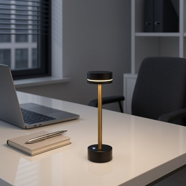 LED Stmívatelná nabíjecí stolní lampa SAM LED/5W/5V 3600 mAh černá/zlatá