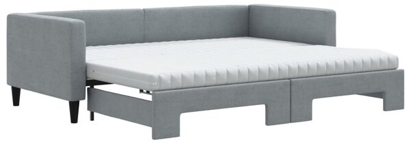 Válenda s přistýlkou a matracemi světle šedá 90 x 200 cm textil 3196596