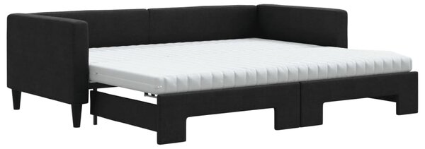Válenda s přistýlkou a matracemi černá 90 x 190 cm textil 3196608