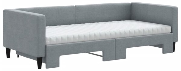 Válenda s přistýlkou a matracemi světle šedá 90 x 200 cm textil 3196596