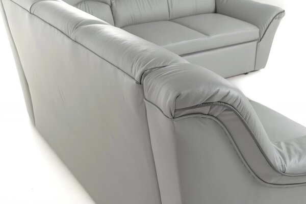 Kožená rohová sedací souprava DUBAJ LUX XL II, levá, tm. modrá (K-58)_bílá (U-1)